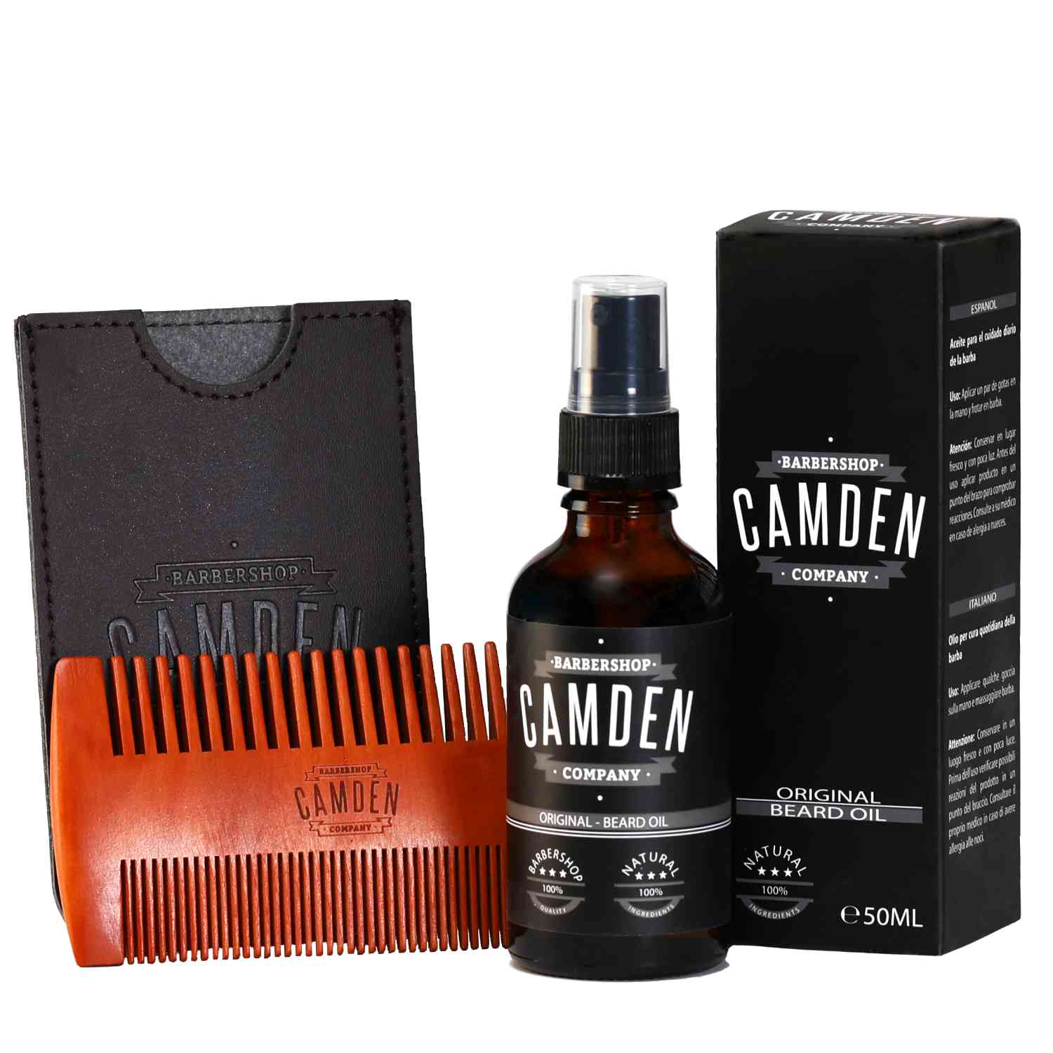 Bartkamm und Bartöl Set von Camden Barbershop Company